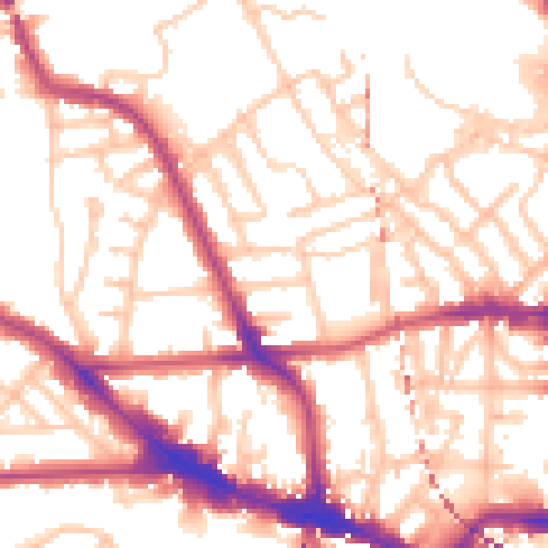 Daytime road noise heatmap for NW5 3HD