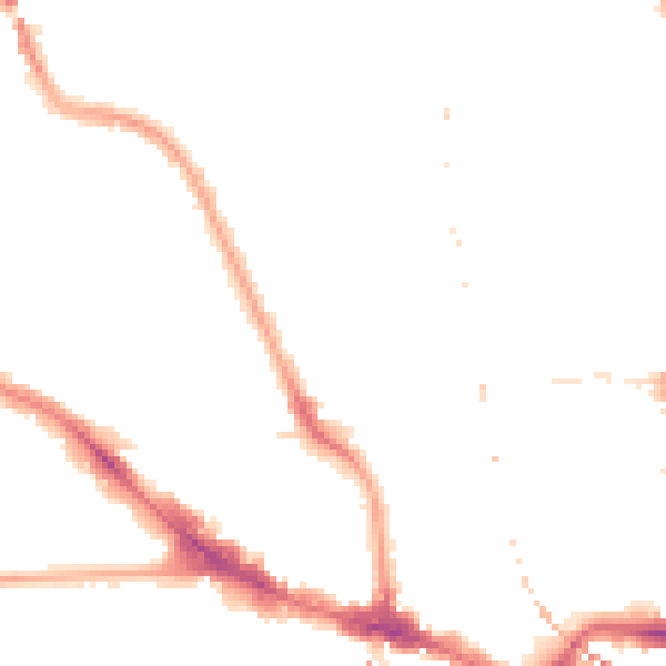 Night-time road noise heatmap for NW5 3HD