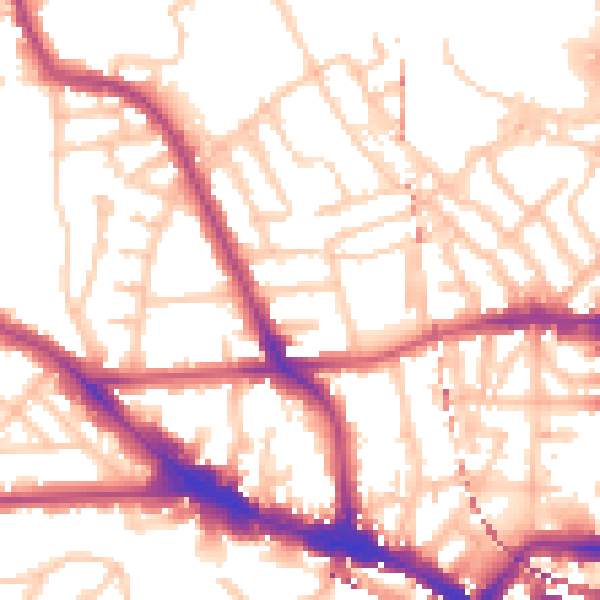 Daytime road noise heatmap for NW5 3HE