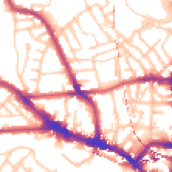 Daytime road noise heatmap for NW5 3HP