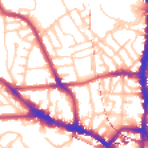 Daytime road noise heatmap for NW5 3PH