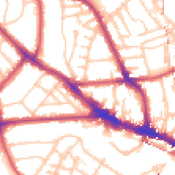 Daytime road noise heatmap for NW5 3QB
