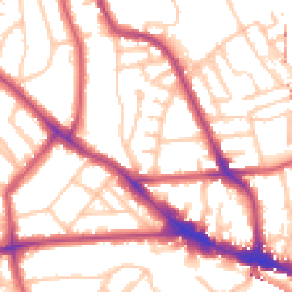 Daytime road noise heatmap for NW5 3QE