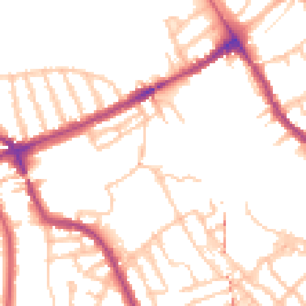 Daytime road noise heatmap for NW5 4AJ