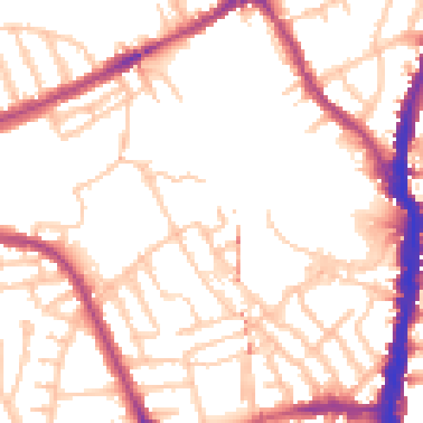 Daytime road noise heatmap for NW5 4BU