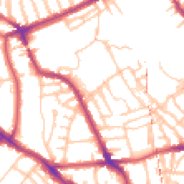 Daytime road noise heatmap for NW5 4ED