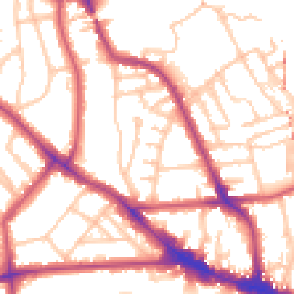 Daytime road noise heatmap for NW5 4ET