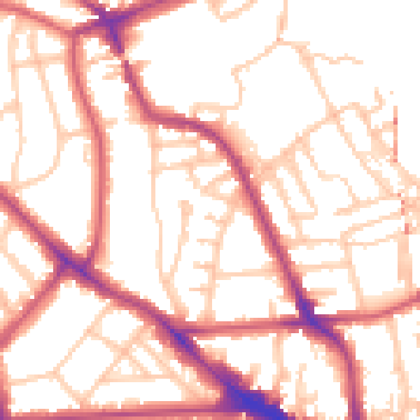 Daytime road noise heatmap for NW5 4EX