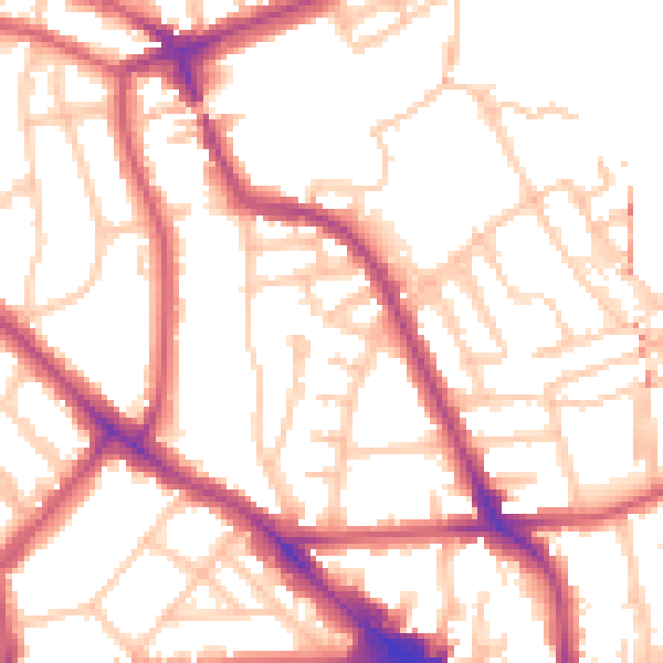 Daytime road noise heatmap for NW5 4HA