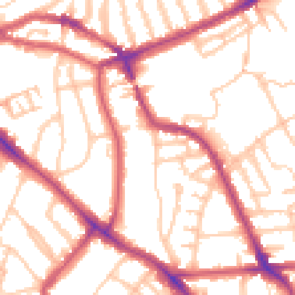 Daytime road noise heatmap for NW5 4HG