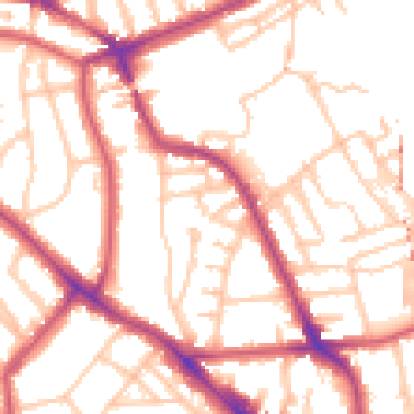 Daytime road noise heatmap for NW5 4JB