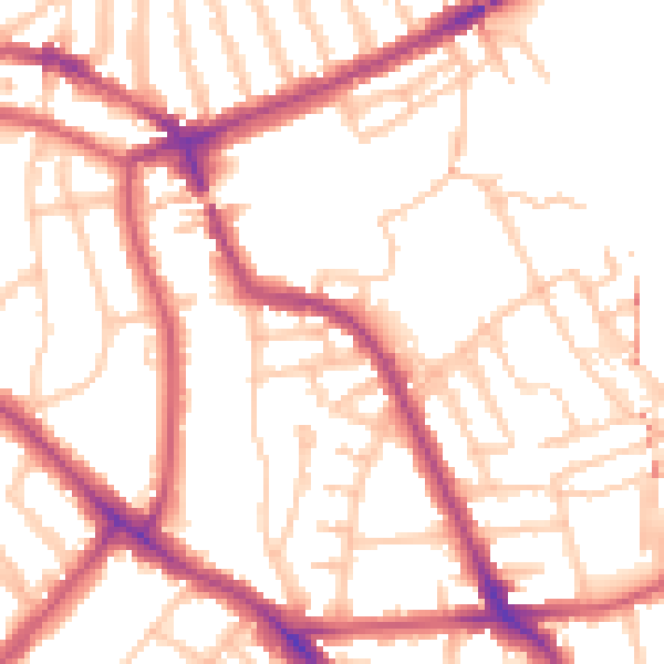 Daytime road noise heatmap for NW5 4JL