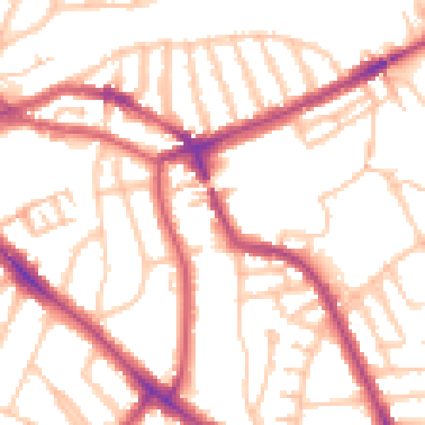 Daytime road noise heatmap for NW5 4JS