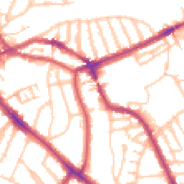 Daytime road noise heatmap for NW5 4JT
