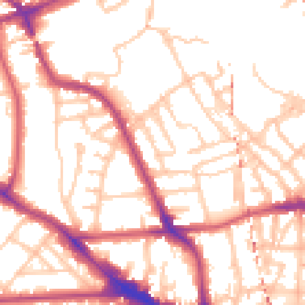 Daytime road noise heatmap for NW5 4PG