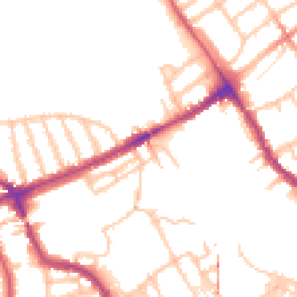 Daytime road noise heatmap for NW5 4QR