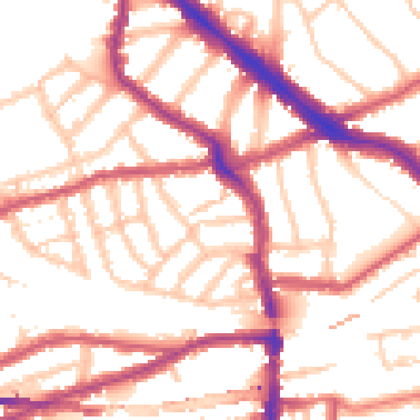 Daytime road noise heatmap for NW6 1QX