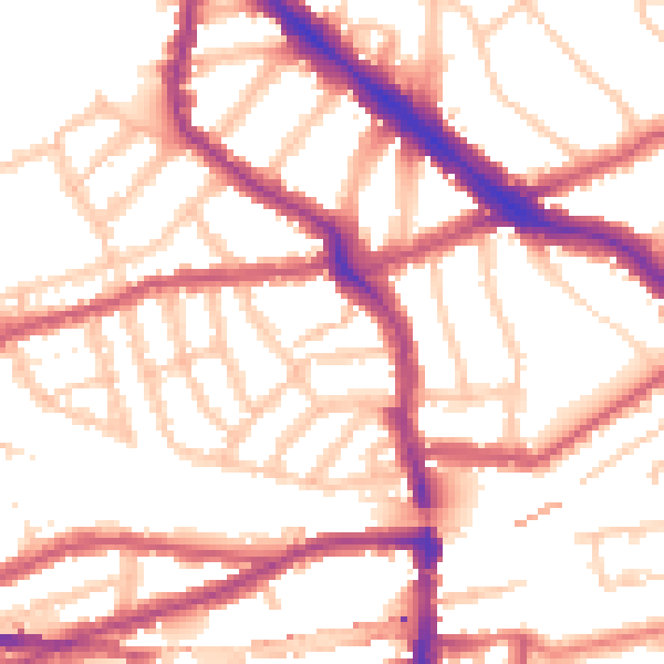 Daytime road noise heatmap for NW6 1QY