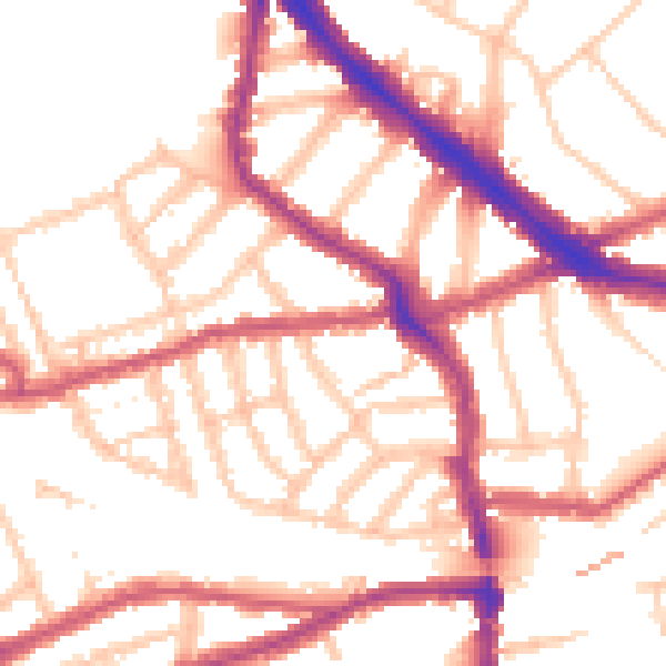 Daytime road noise heatmap for NW6 1TF