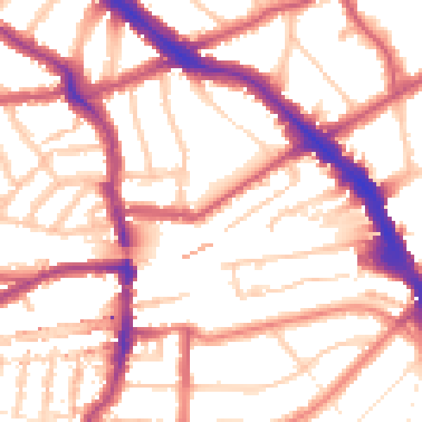 Daytime road noise heatmap for NW6 1XY