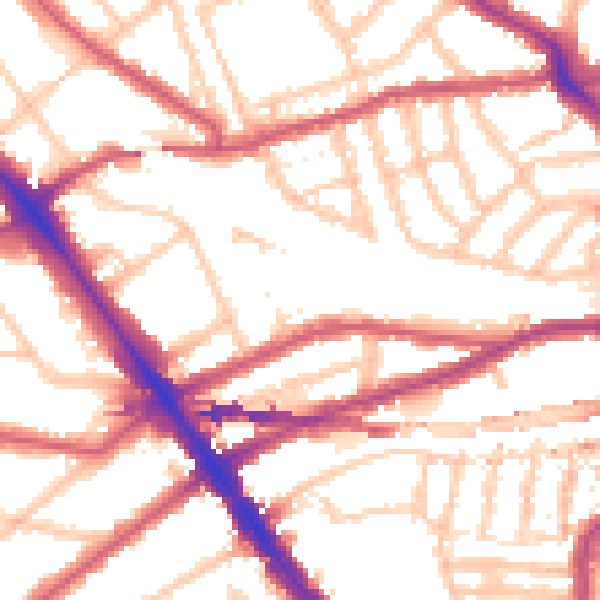 Daytime road noise heatmap for NW6 2BE