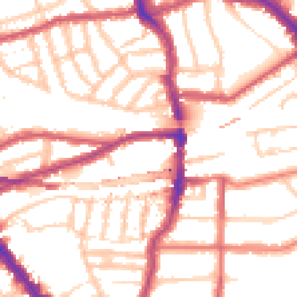 Daytime road noise heatmap for NW6 2NJ