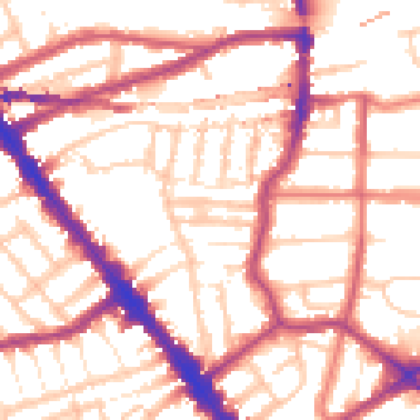 Daytime road noise heatmap for NW6 2NR
