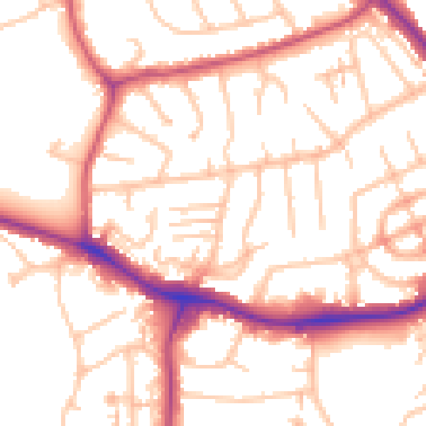 Daytime road noise heatmap for NW9 0AE