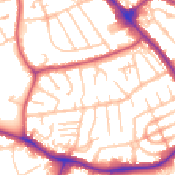 Daytime road noise heatmap for NW9 0AP