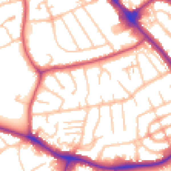 Daytime road noise heatmap for NW9 0AR