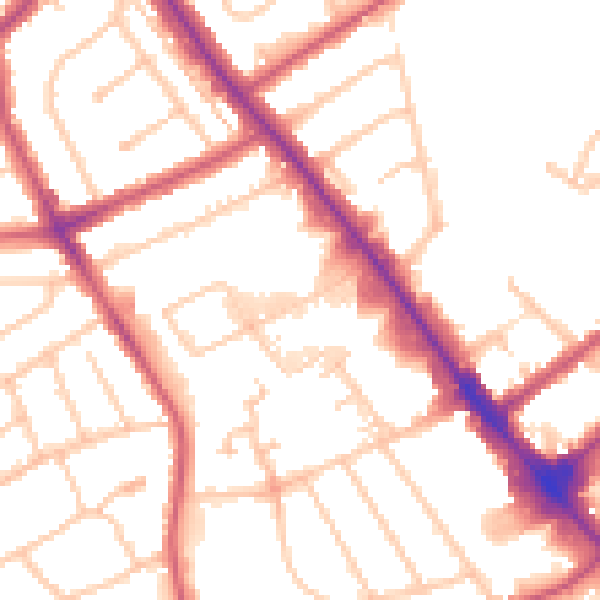 Daytime road noise heatmap for NW9 0AU