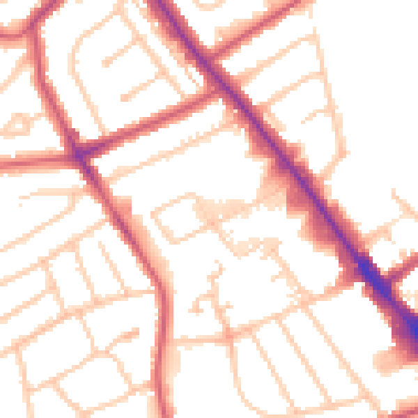Daytime road noise heatmap for NW9 0AW