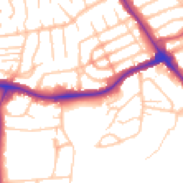 Daytime road noise heatmap for NW9 0AX