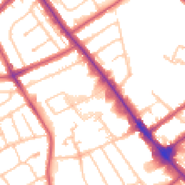 Daytime road noise heatmap for NW9 0AZ