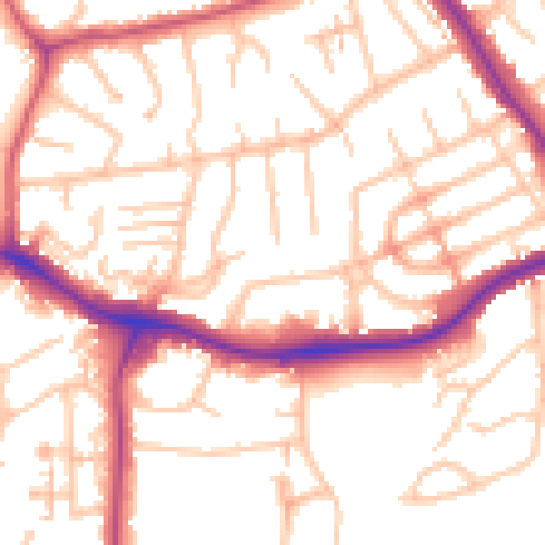 Daytime road noise heatmap for NW9 0BA