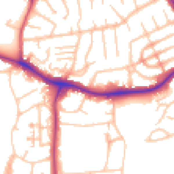 Daytime road noise heatmap for NW9 0BE