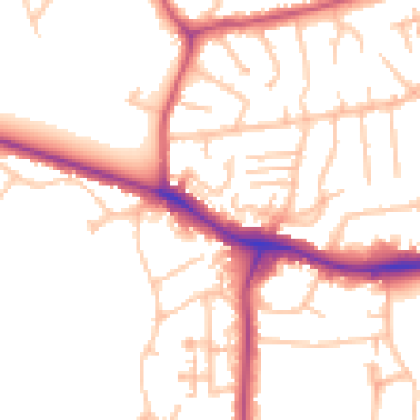 Daytime road noise heatmap for NW9 0BG