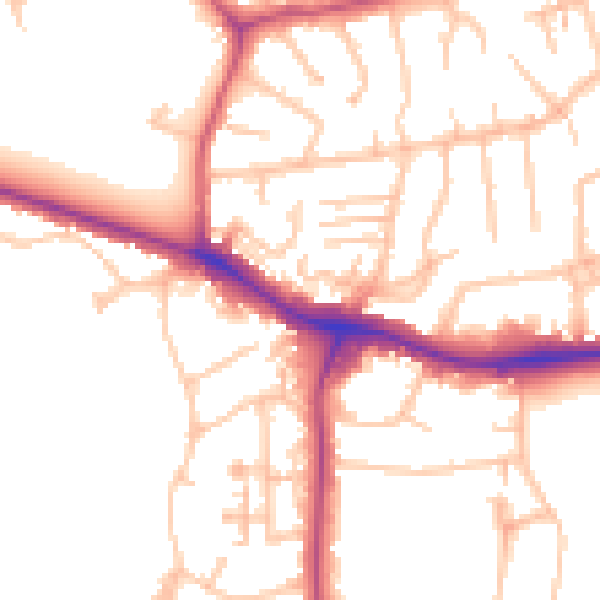 Daytime road noise heatmap for NW9 0BH