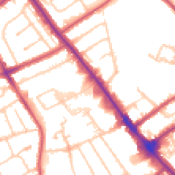 Daytime road noise heatmap for NW9 0BR