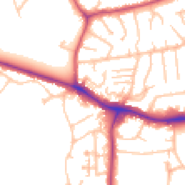 Daytime road noise heatmap for NW9 0BS