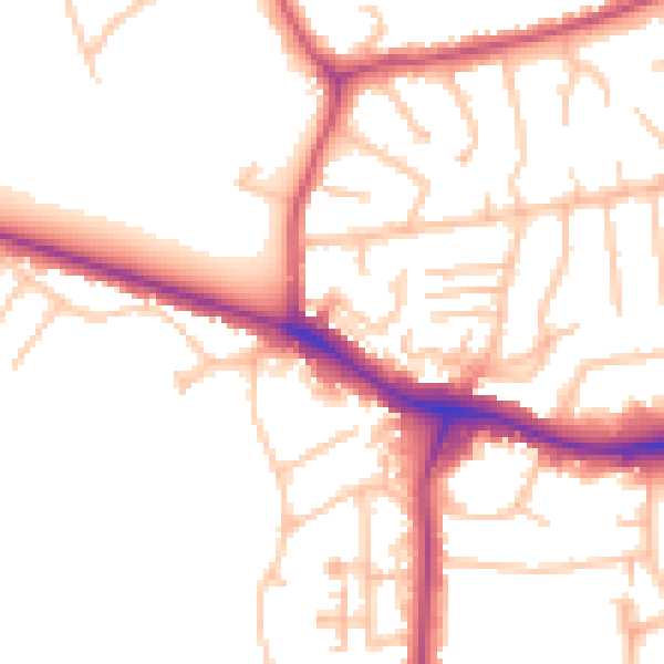 Daytime road noise heatmap for NW9 0BT