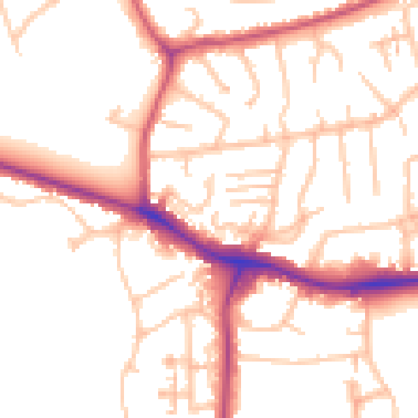 Daytime road noise heatmap for NW9 0BU