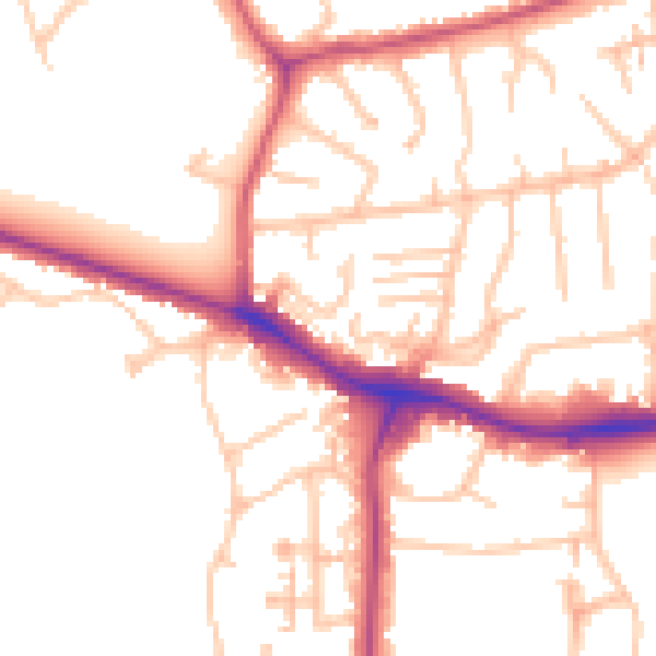 Daytime road noise heatmap for NW9 0BW