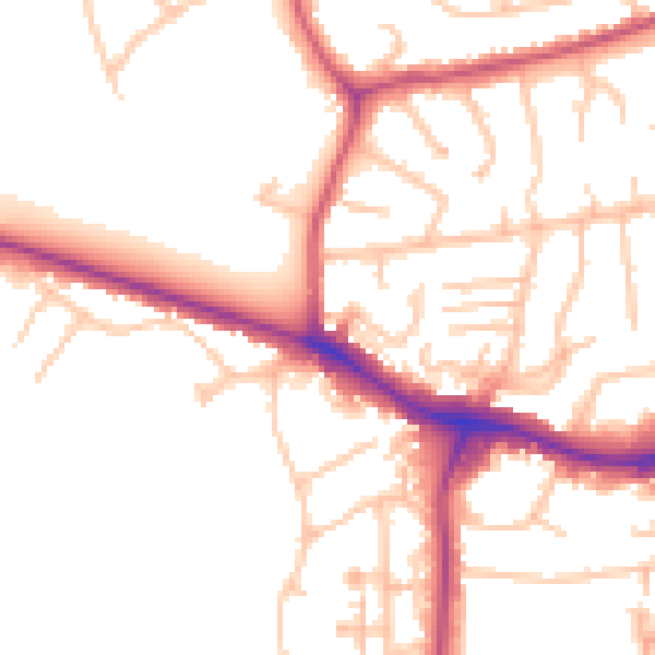 Daytime road noise heatmap for NW9 0BY