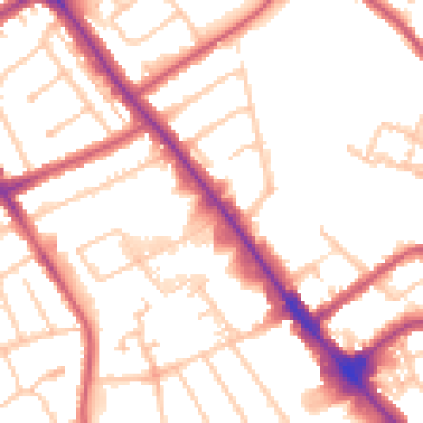Daytime road noise heatmap for NW9 0DB