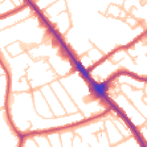 Daytime road noise heatmap for NW9 0DD