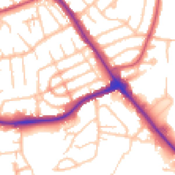 Daytime road noise heatmap for NW9 0DE