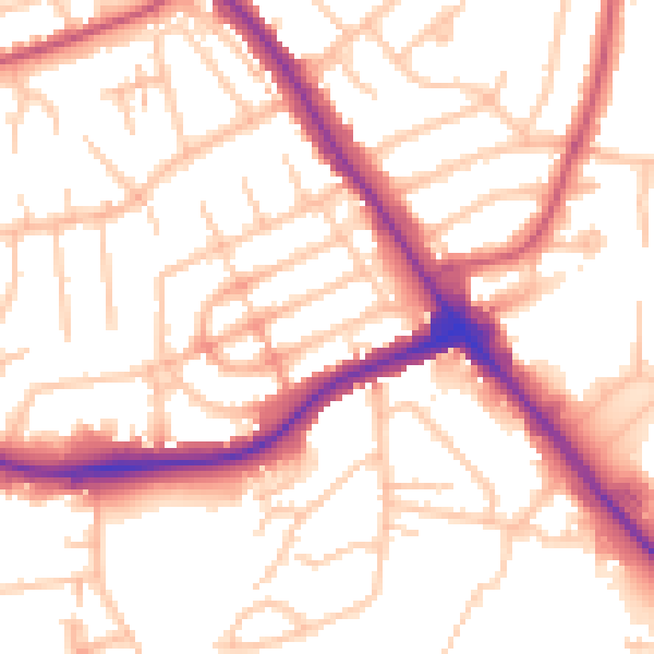 Daytime road noise heatmap for NW9 0DG