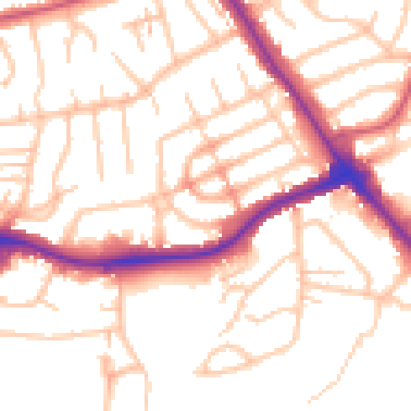Daytime road noise heatmap for NW9 0DH