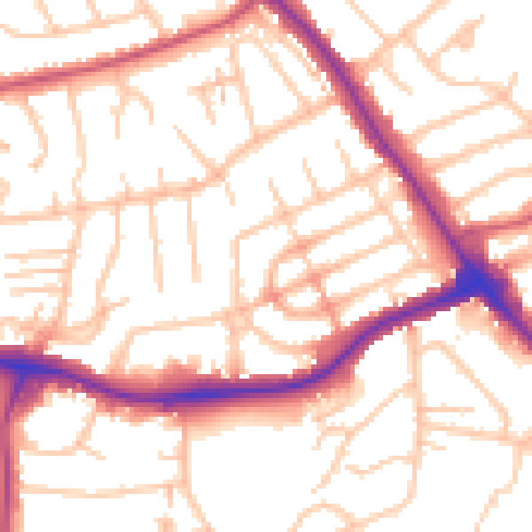 Daytime road noise heatmap for NW9 0DN
